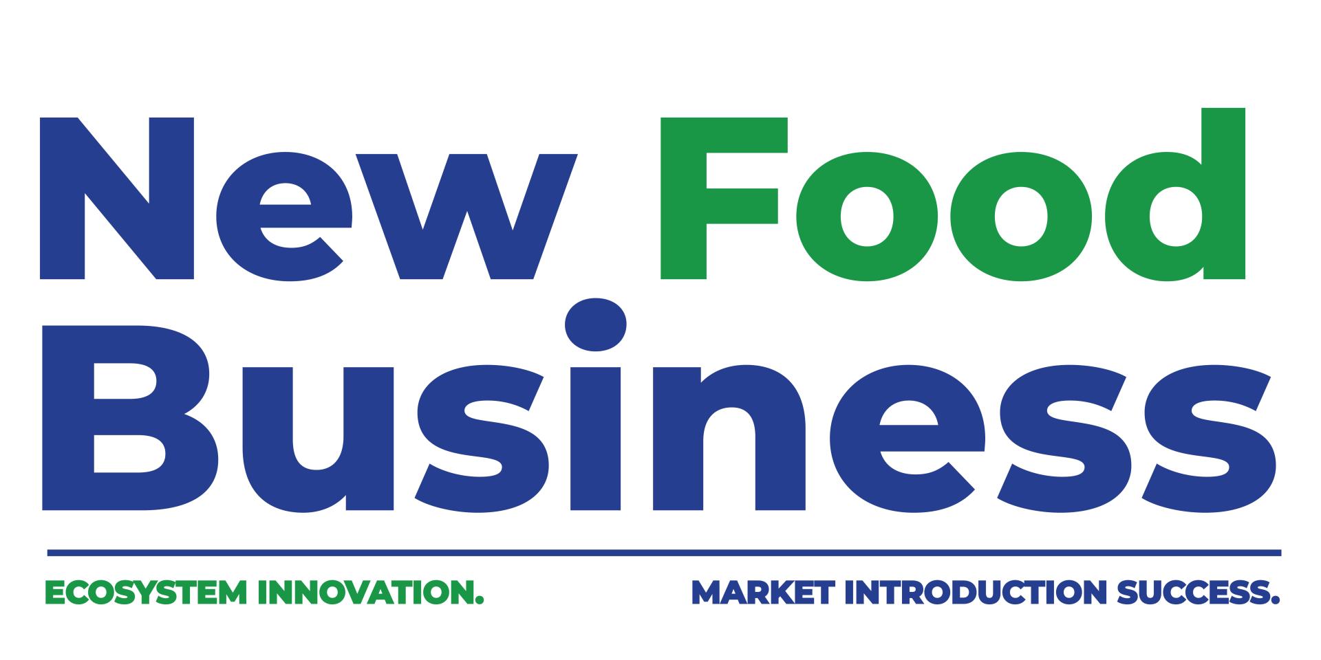 Logo New Food Business: Ecosystem innovation. Market introduction success.